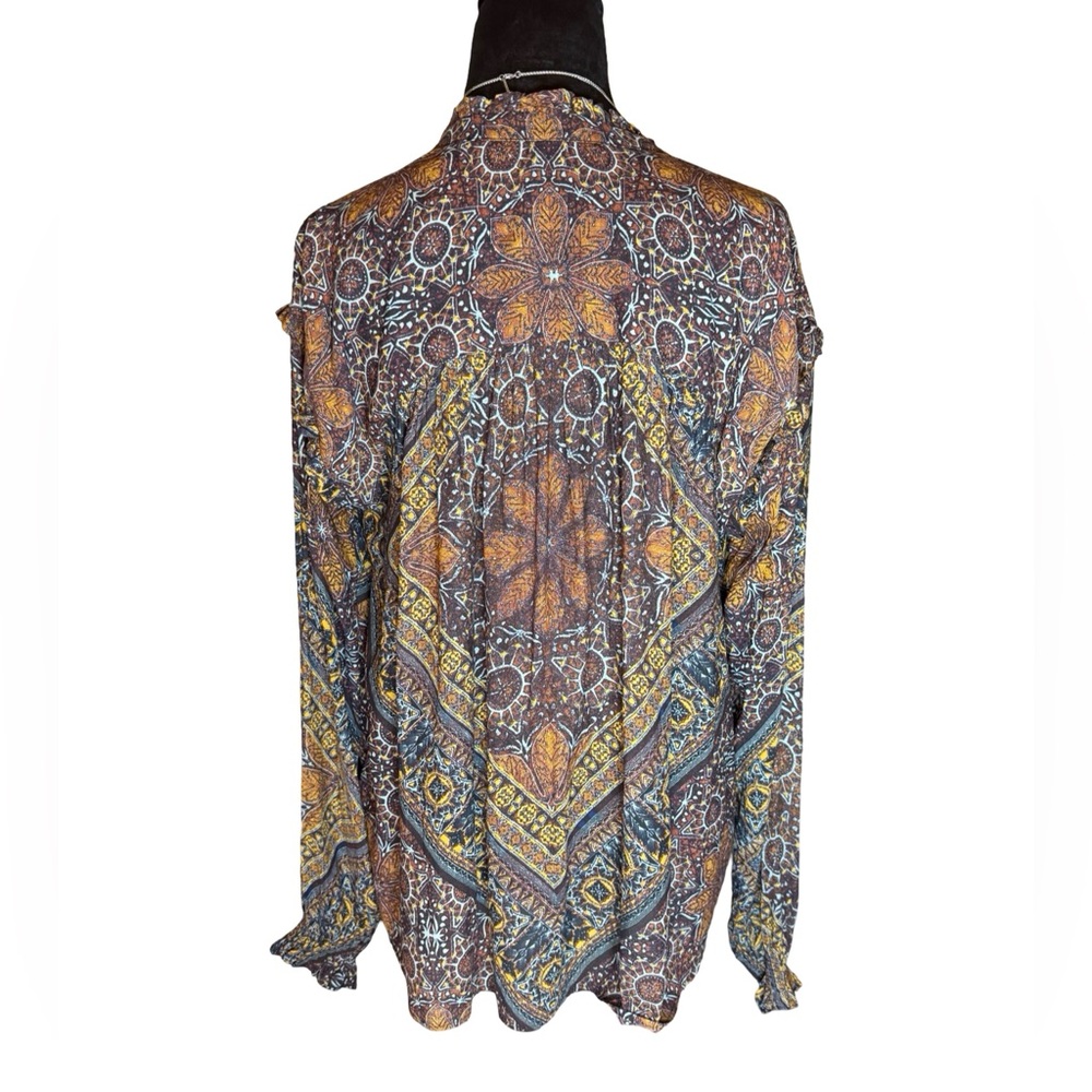 Free People Little Runaway Geometric Medallion Print Top S/P Keyhole Neck - Picture 2 of 5